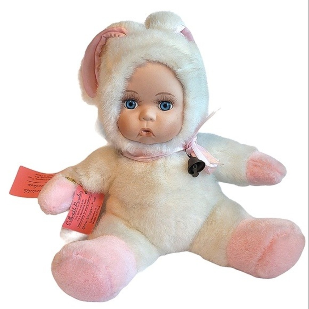 Show‎ Stopper's Nibbles Bunny Porcelain Doll Rabbit Costume Plush Vintage 8.5"